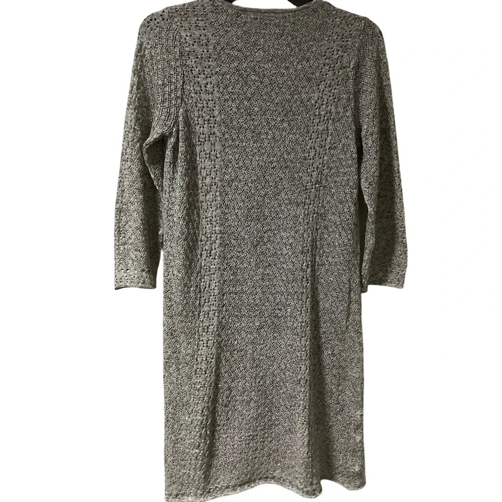 Lucky Brand Gray Sweater Dress Open-Knit Lined Semi Sheer Womens Size Medium‎
